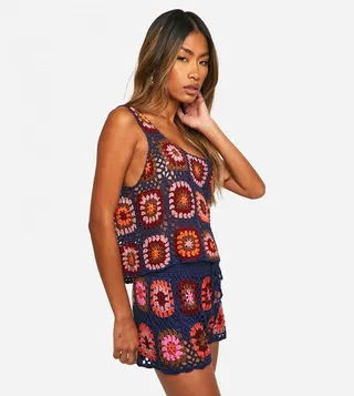 Premium Patchwork Crochet Crop Top