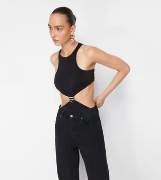Cut-Out Detail Bodysuit Top