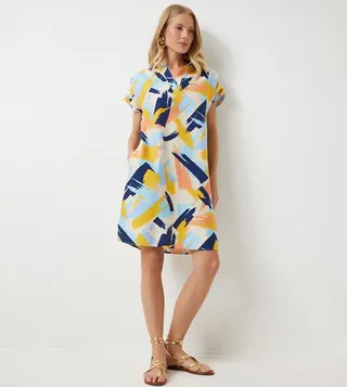 Patterned Mini Shift Dress