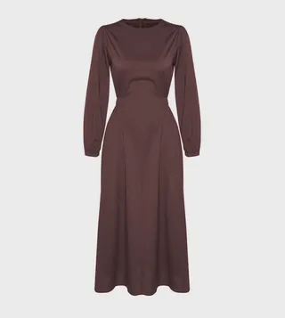 Solid Long Sleeves Midi Dress
