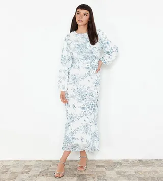 Floral Long Sleeves Midaxi Dress