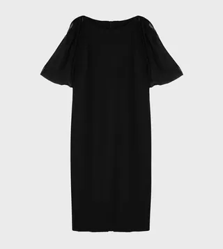 Curve Solid Boat Neck Shift Sack Dress