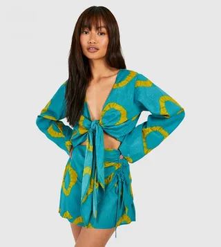 Tie Dye Ruched Mini Skirt
