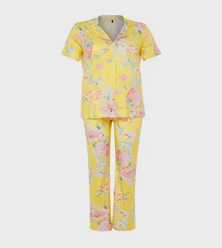 Floral Print Revere Collar Pyjama Set