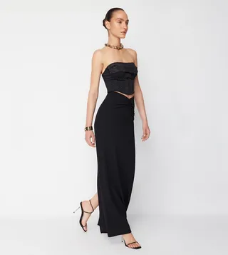 Elastic Waist Maxi Skirt