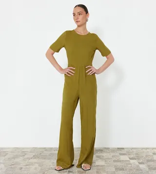 Solid Short Sleeves Jumpsuit