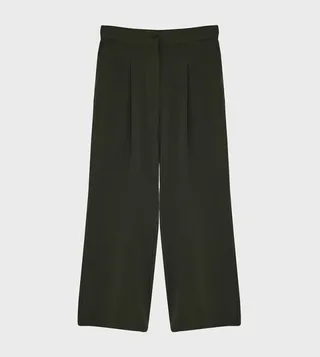 Pleat Detail Wide Leg Trousers