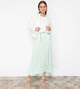 Crinkled A-Line Skirt