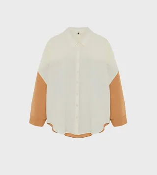 Color Block Long Sleeves Boyfriend Shirt
