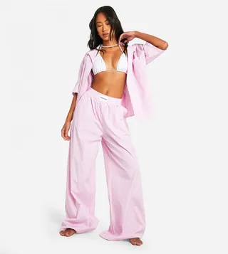 Dsgn Studio Pinstripe Wide Leg Beach Trousers