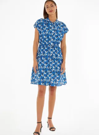 Tie Detail Printed Dress