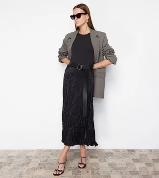 Crinkled A-Line Skirt