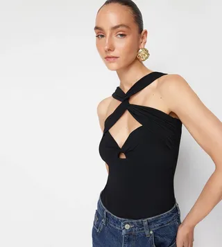 Cut-Out Detail Bodysuit Top