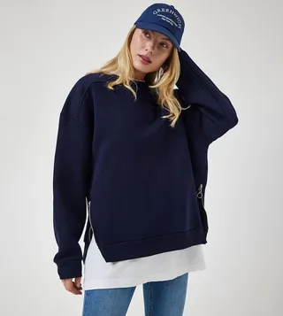 Side Zipper Oversized Sweatshirt