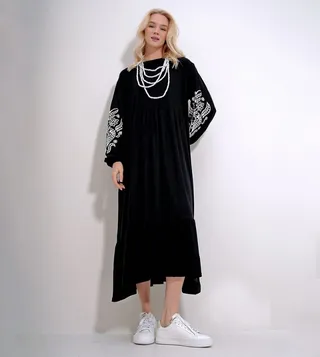 Printed Waist Belted Midi Dress