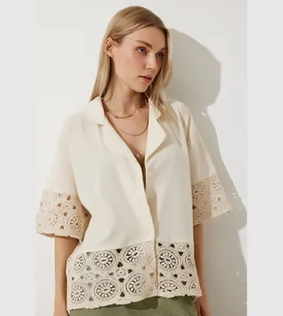 Lace Detail Linen Shirt