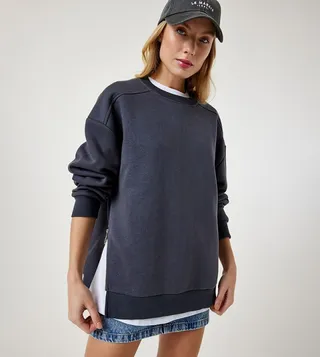 Side Zipper Oversized Sweatshirt