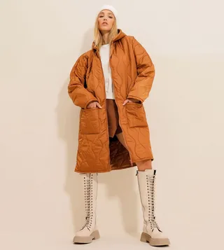 Double Pocket Hooded Puffer Coat
