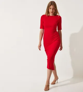 Solid Short Sleeves Bodycon Dress