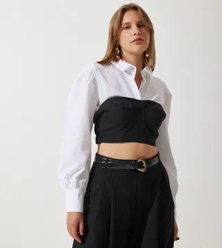 Color Block Crop Top