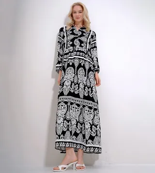 Printed Long Sleeves Maxi Dress