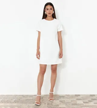 Solid Short Sleeves Mini T-Shirt Dress
