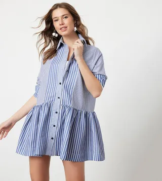 Striped Mini Ruffle Beach Dress