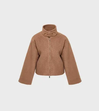 Collar Detailed Boucle Jacket Coat