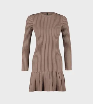 Textured Crew Neck Mini Dress