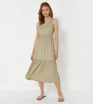 Sleeveless Ruffle Midi Dress