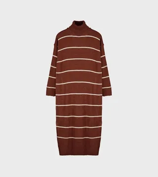 Striped Long Sleeves Sweater Midi Dress