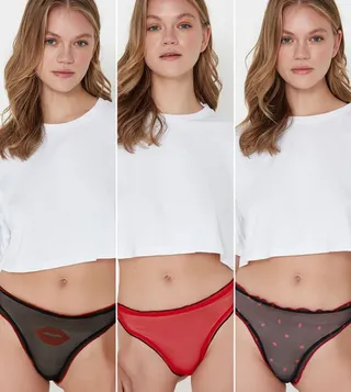 Pack of 3 Printed Tulle Briefs