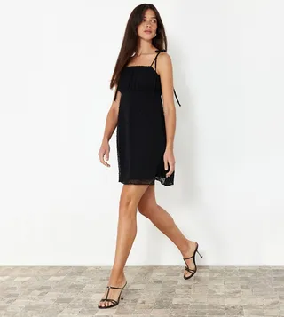Embroidered Strappy Mini Dress