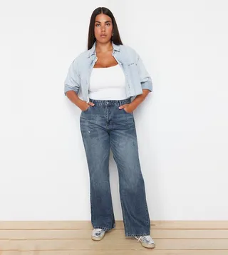 Ripped High Waist Wide Leg Jeans