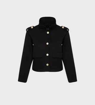 Button Detail Stand Collar Jacket