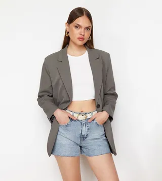 Washed Denim Shorts