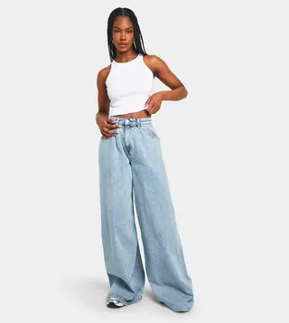 Tall Light Wash Extreme Wide Leg Jeans