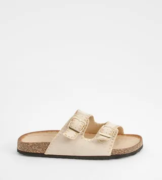 Contrast Stitch Slider Sandals
