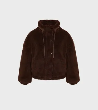 Plush High Neck Oversized Coat