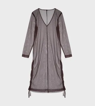 Plus V-Neck Mesh Beach Dress