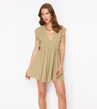 V-Neck Cut-Out Detail Beach Dress