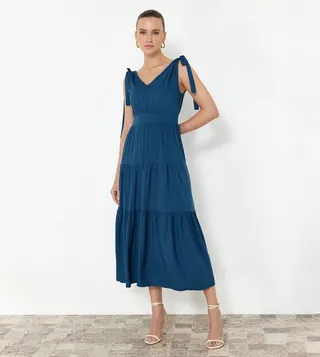 Solid Sleeveless Tiered Dress