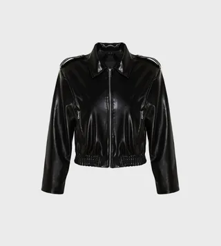Zippered Faux Leather Jacket