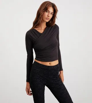 BRIANA Solid Wrap Top