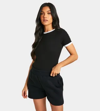 Ribbed Contrast Binding Maternity T-Shirt