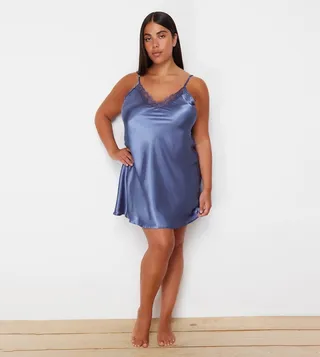 Lace Trim Satin Nightgown