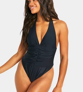 Tummy Control Ruched Plunge Swimsuit