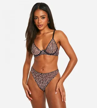 Leopard Print Mesh Brief