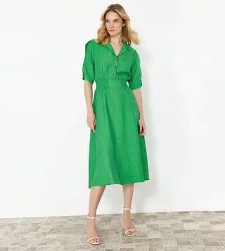 Short Sleeves Shirt Midi Dress