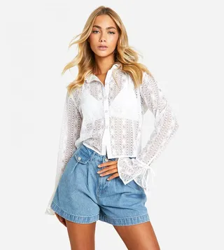 Long Sleeves Lace Shirt
